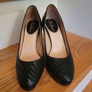 Cole Haan Women's Black Woven Leather Heels